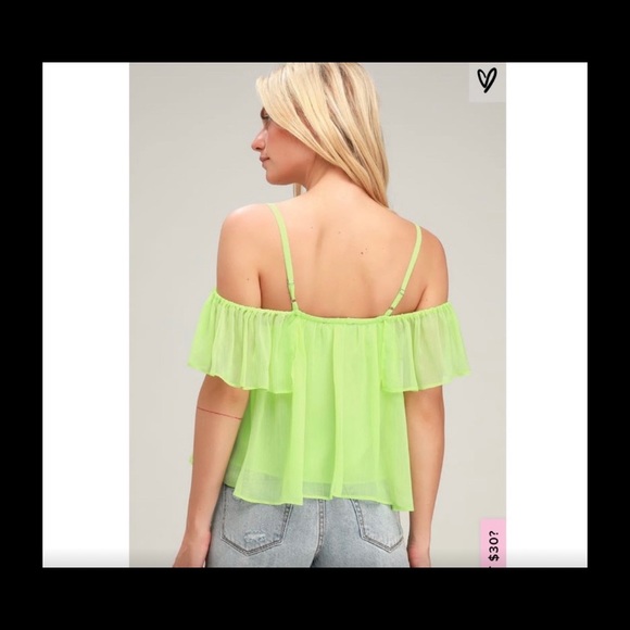 Lulu’s | Lime Green Off The Shoulder Top - Picture 2 of 4